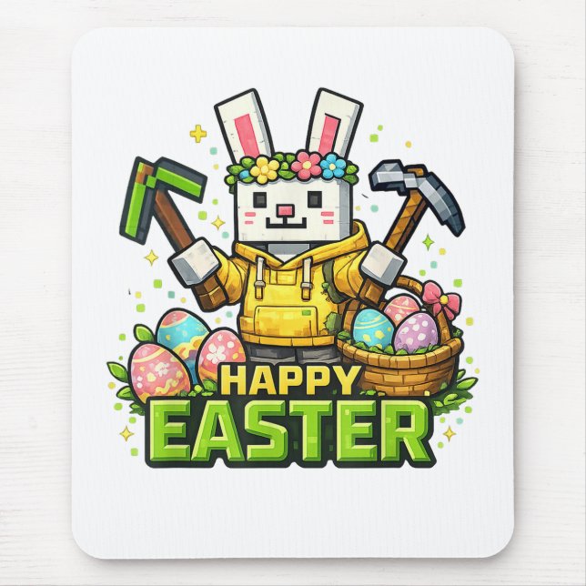 Mousepad Coelho de Páscoa Feliz Dia de Ovos Vídeo de Jogado (Frente)