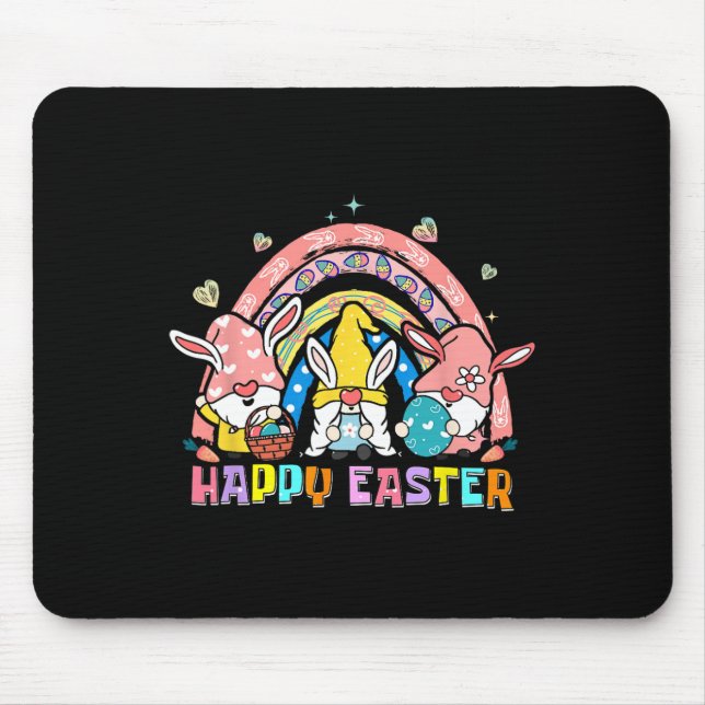 Mousepad Coelho de Páscoa Feliz Dia do Gnomo Ovo de Páscoa  (Frente)