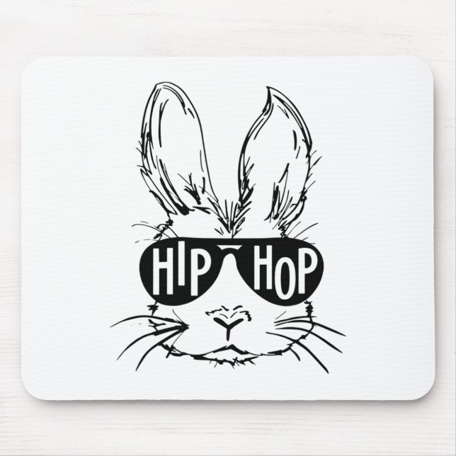 Mousepad Coelho de Páscoa Feliz Hip Hop com Óculos de Sol H (Frente)