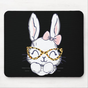 Mousepad Coelho de Páscoa fofo com óculos de onça para a ma