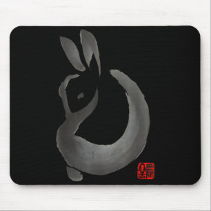 Mousepad Coelho de tinta minimalista arte japonesa design d