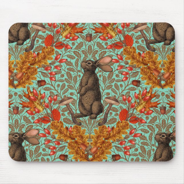 Mousepad Coelho do outono em verde claro (Frente)