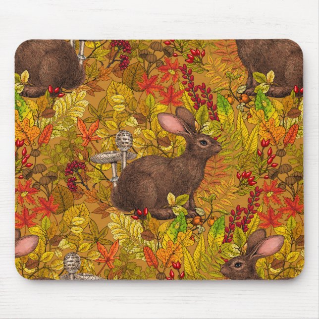 Mousepad Coelho do outono no ocre (Frente)