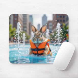 Mousepad Coelho em uma fonte da cidade