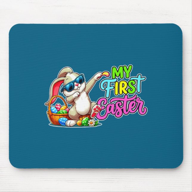 Mousepad Coelho engraçado fazendo dabbing primeiro páscoa 2 (Frente)