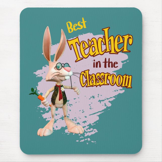 Mousepad Coelho Engraçado Melhor Professor da Sala de Aula (Frente)