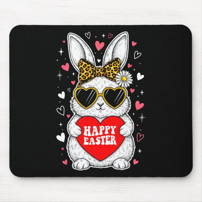 Mousepad Coelho Feliz de Páscoa Caça ao Ovo de Primavera Fa (Frente)