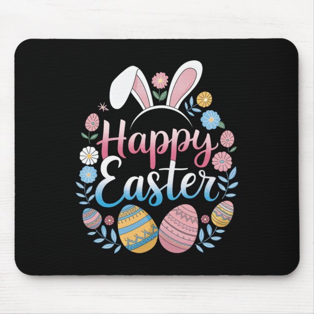 Mousepad Coelho Feliz Páscoa Primavera Ovos de Páscoa Camis (Frente)