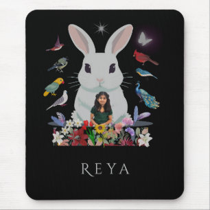 Mousepad Coelho, Flores e Aves Design personalizadas