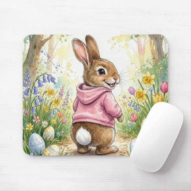 Mousepad Coelho Fofo Em Um Jardim De Páscoa (Com mouse)