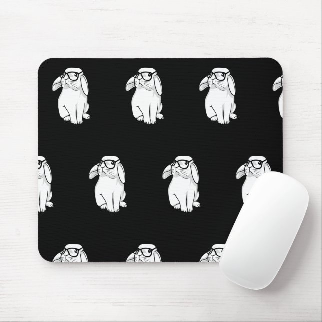 Mousepad Coelho Hipster Coelho Engraçado Com Óculos Animaçã (Com mouse)