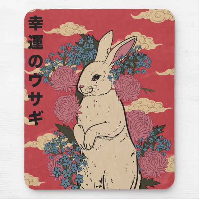 Mousepad Coelho Japonês Sortudo (Frente)