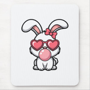 Mousepad Coelho Kawaii Divertido com Bolha de Chiclete
