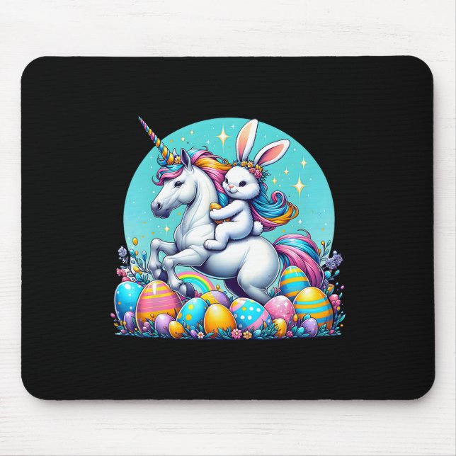 Mousepad Coelho Mágico de Páscoa Unicórnio Feliz Dia de Pás (Frente)