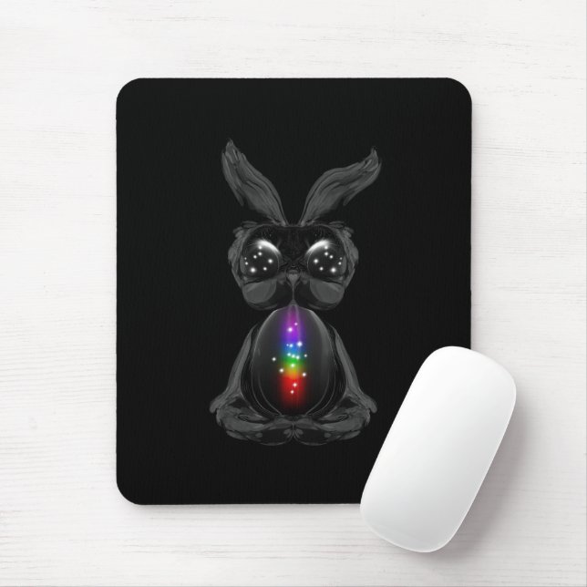 Mousepad Coelho Negro Cinto com Alma Arco-Íris Chakra (Com mouse)