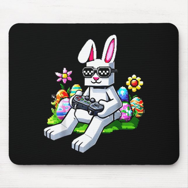 Mousepad Coelho Pixel de Caça ao Ovo de Páscoa para Meninos (Frente)