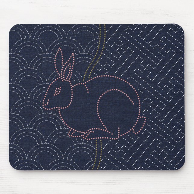 Mousepad Coelho Sashiko Japonês 2 (Frente)
