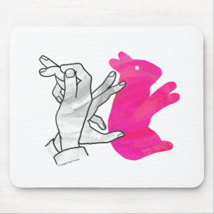 Mousepad Coelho Silhout Mão Rosa