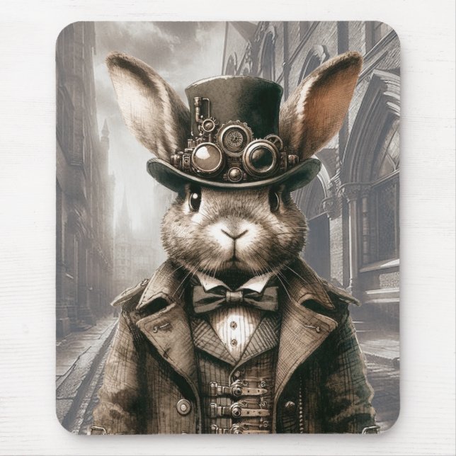Mousepad Coelho Steampunk em Londres (Frente)