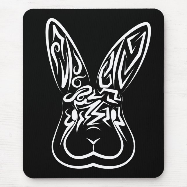 Mousepad Coelho Tribal Negro e Branco (Frente)