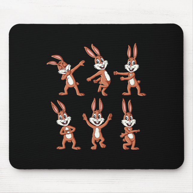 Mousepad Coelhos Dançantes Desafio de Dança do Dia de Pásco (Frente)