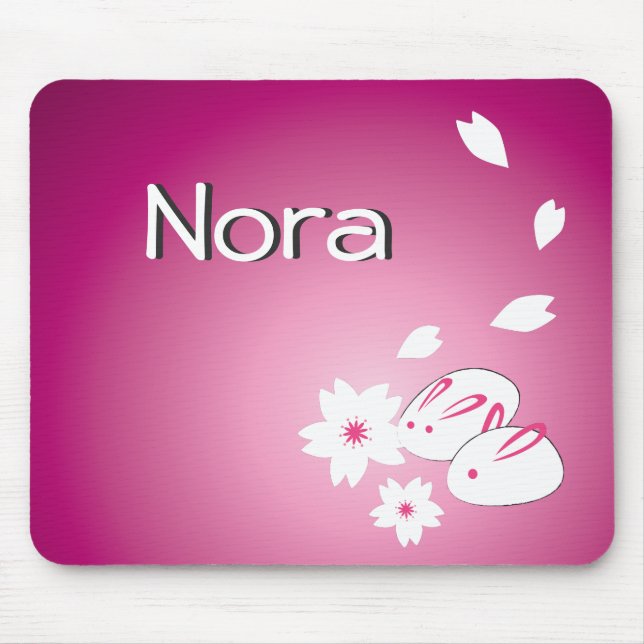 Mousepad Coelhos de neve japoneses personalizáveis e Sakura (Frente)