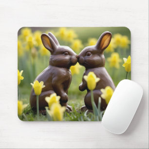 Mousepad Coelhos de Páscoa de Chocolate Beijando