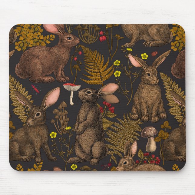 Mousepad Coelhos e flora florestal (Frente)