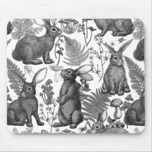 Mousepad Coelhos e flora florestal