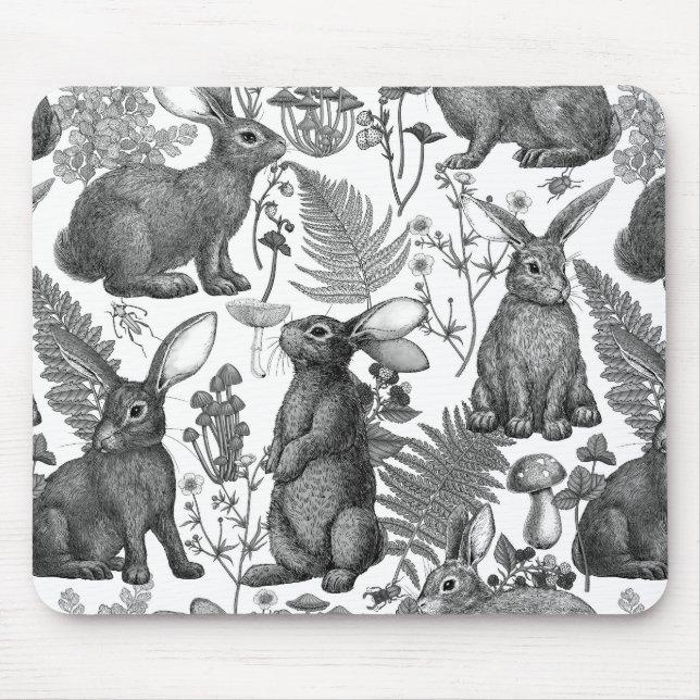 Mousepad Coelhos e flora florestal (Frente)