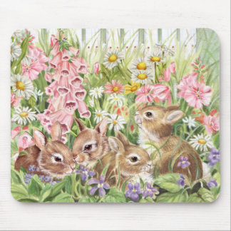 Mousepad Coelhos nas flores