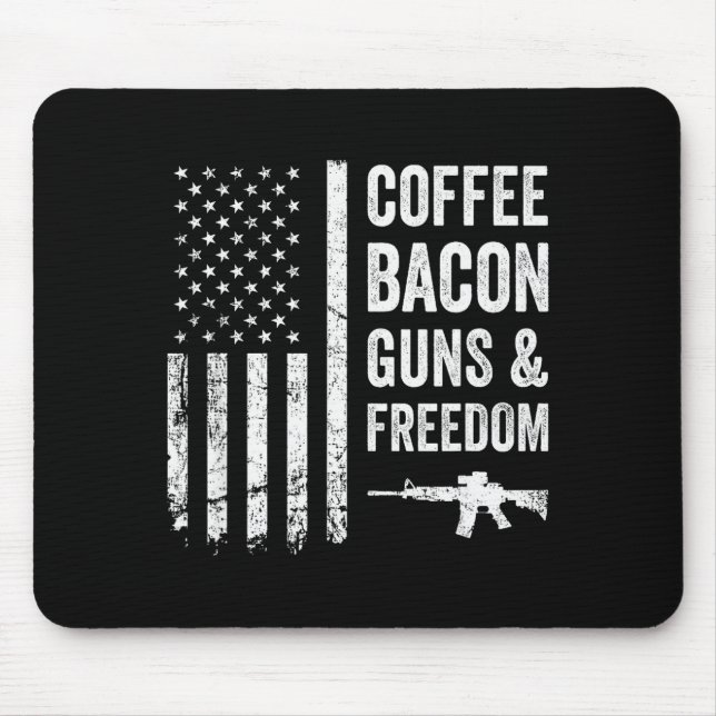 Mousepad Coffee Bacon Guns &amp; Dom - Bbq Grill Funny Gun  (Frente)
