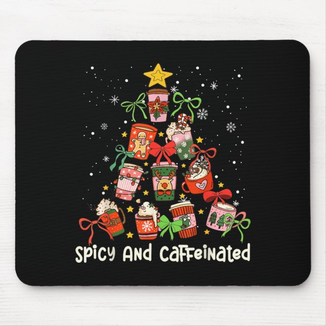 Mousepad Coffee Coquette Bow Xmas Tree Christmas Scy Caffei (Frente)