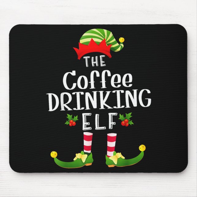 Mousepad Coffee Drinking Christmas Elf Matching Pajama X-ma (Frente)