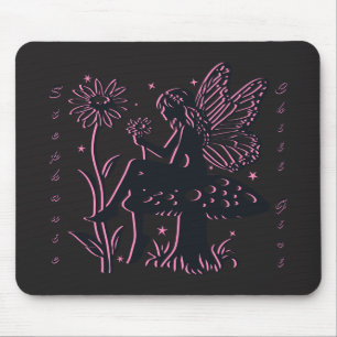 Mousepad Cogumelo de Fada Fofo e Garota Relax da Flor