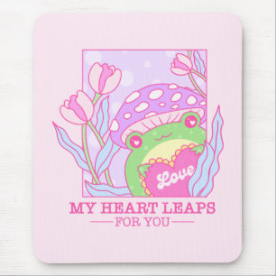 Mousepad Cogumelo e Sapo Bonitos - Meu Coração Salta para V
