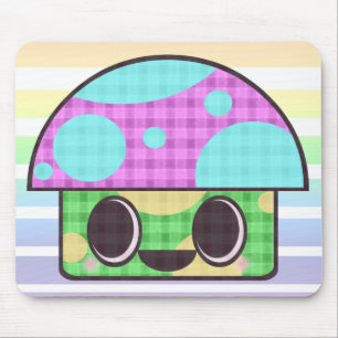 MOUSEPAD COGUMELO KAWAII XADREZ PATCHWORK PLAID