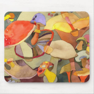 Mousepad Cogumelos coloridos da aguarela