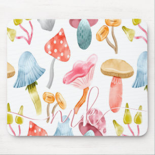 Mousepad Cogumelos em Aquarela Pastel