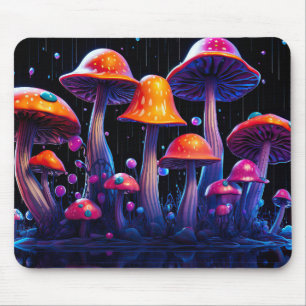 Mousepad Cogumelos neon em estilo psicodélico