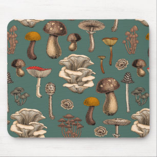 Mousepad Cogumelos selvagens em verde-pinheiro