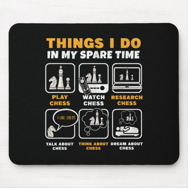 Mousepad Coisas Divertidas que Jogadores de Xadrez Fazem no (Frente)