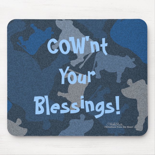 Mousepad Colagem CaMOOflage Cow em azul (Frente)