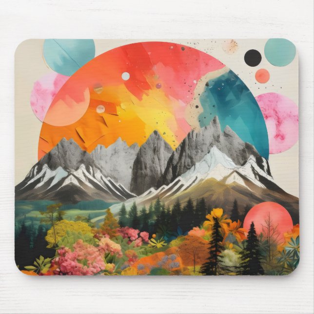 Mousepad Colagem Colorida das Montanhas (Frente)