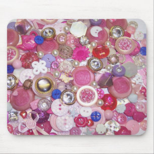 Mousepad Colagem cor-de-rosa bonito do botão