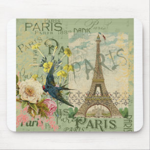 Mousepad Colagem da arte gráfica do viagem de Paris France