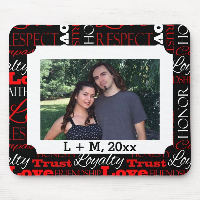 Mousepad Colagem da palavra do dia dos namorados da foto (Frente)
