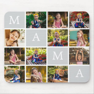 Mousepad Colagem de 12 Fotos Personalizada com Texto Person