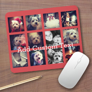 Mousepad Colagem de 12 fotos quadradas com fundo de caiena