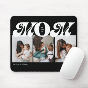Mousepad Colagem de 3 Fotos Preto e Branco Retro Ousado par